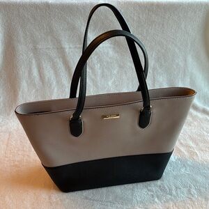 Kate Spade Saffiano Leather Colorblock Tote Warm Beige & Black